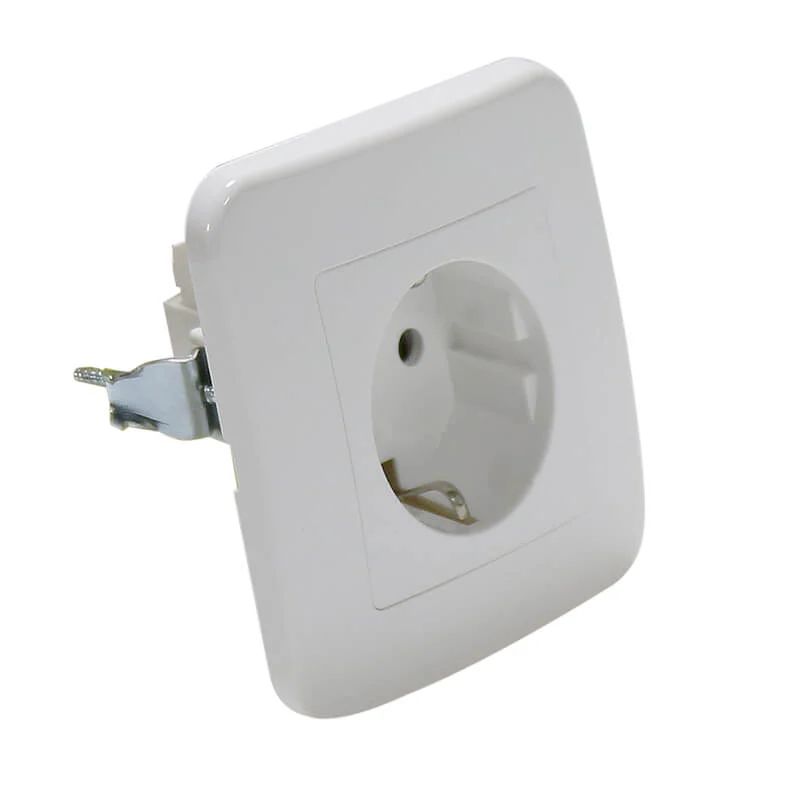 Enchufe Tipo F Schuko 16A Marco Incluido IP20 Blanco Basic
