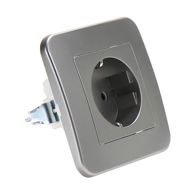 Enchufe Tipo F Schuko 16A Marco Incluido IP20 Gris Basic