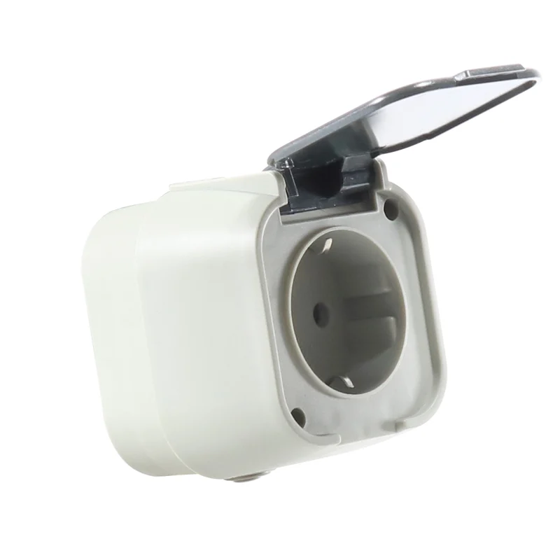 Enchufe de Superficie Tipo F Schuko 10A IP54 Gris
