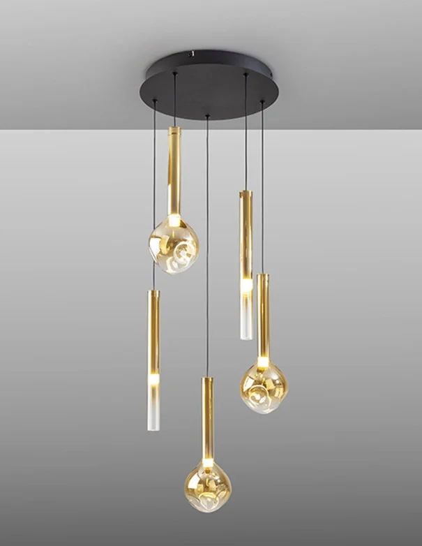 Essenza Lámpara Plafón 5 Luces Negro Dorado