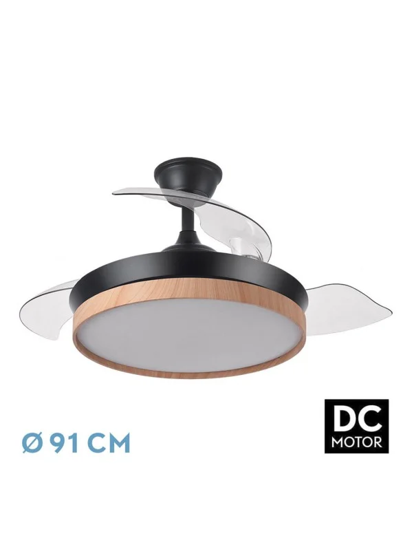 Evros Ventilador Fabrilamp 91cm Negro/Madera