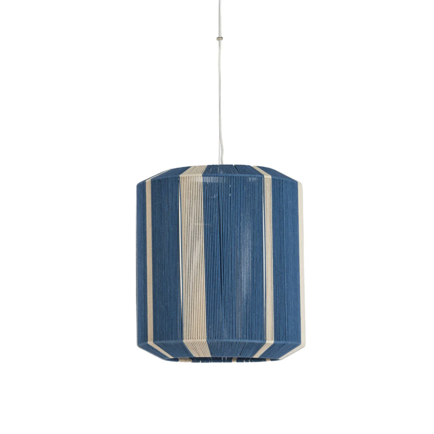 Lámpara colgante azul y blanca con franjas de tela Light & Living Kozana