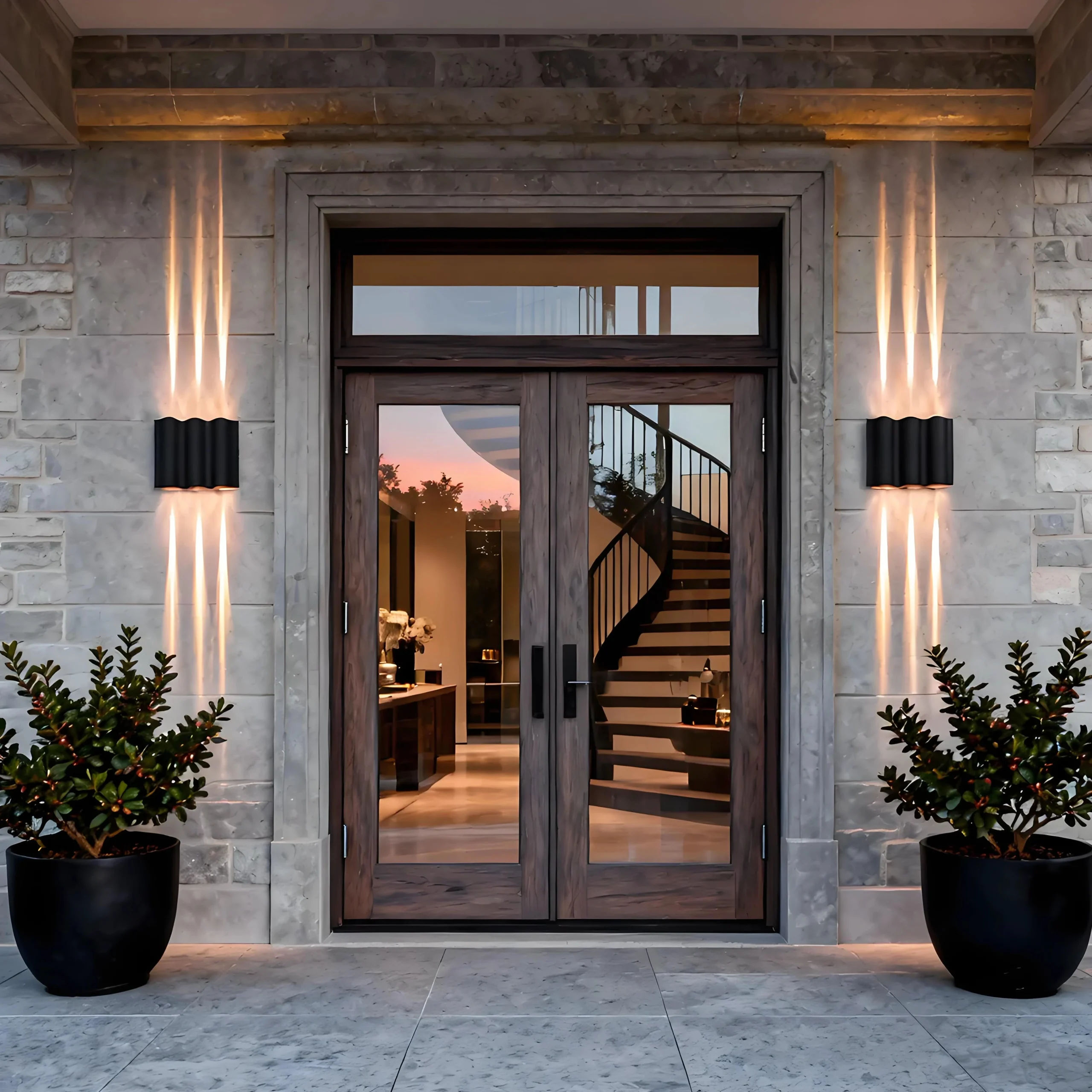 Aplique bidireccional exterior moderno negro LED IP65 para porch