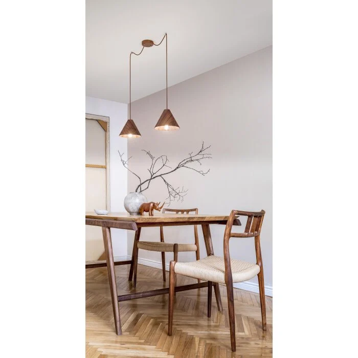 Fabas Luce Esino Lámpara Colgante Madera oscura, 2 luces