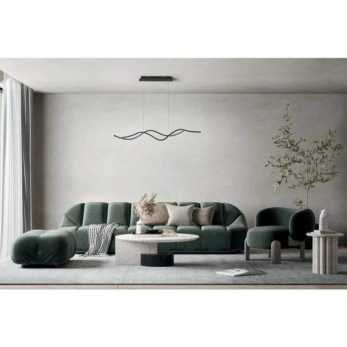 Fabas Luce Sinuo Lámpara Colgante LED Negro, 2 luces