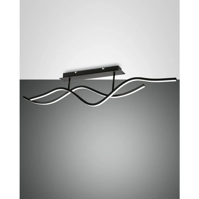 Fabas Luce Sinuo Lámpara de Techo LED Negro, 2 luces