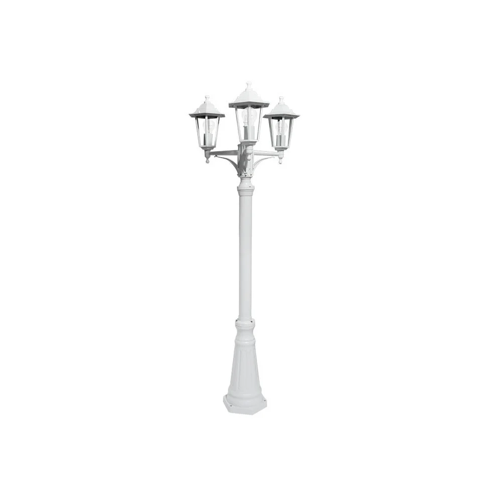 Farola Exterior Aluminio 3XE27 Blanco IP44 Regulable en Altura