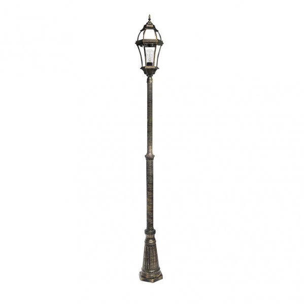 Farola de Exterior para Jardín Negro / Oro Aluminio / Cristal 1xE27 IP44
