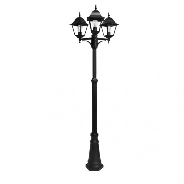 Farola de Exterior para Jardín Negro Aluminio / Cristal 3xE27 IP44