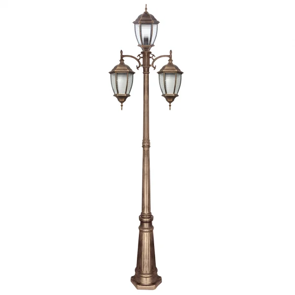 Farola de Exterior para Jardín Negro / Oro Metal / Cristal 1xE27 IP44