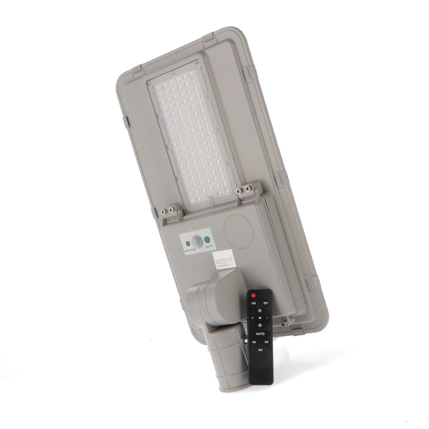 Farola Solar de LED para Alumbrado Público 100W IP65 Chip Sanan con Sensor Crepuscular / Movimiento con Control Remoto