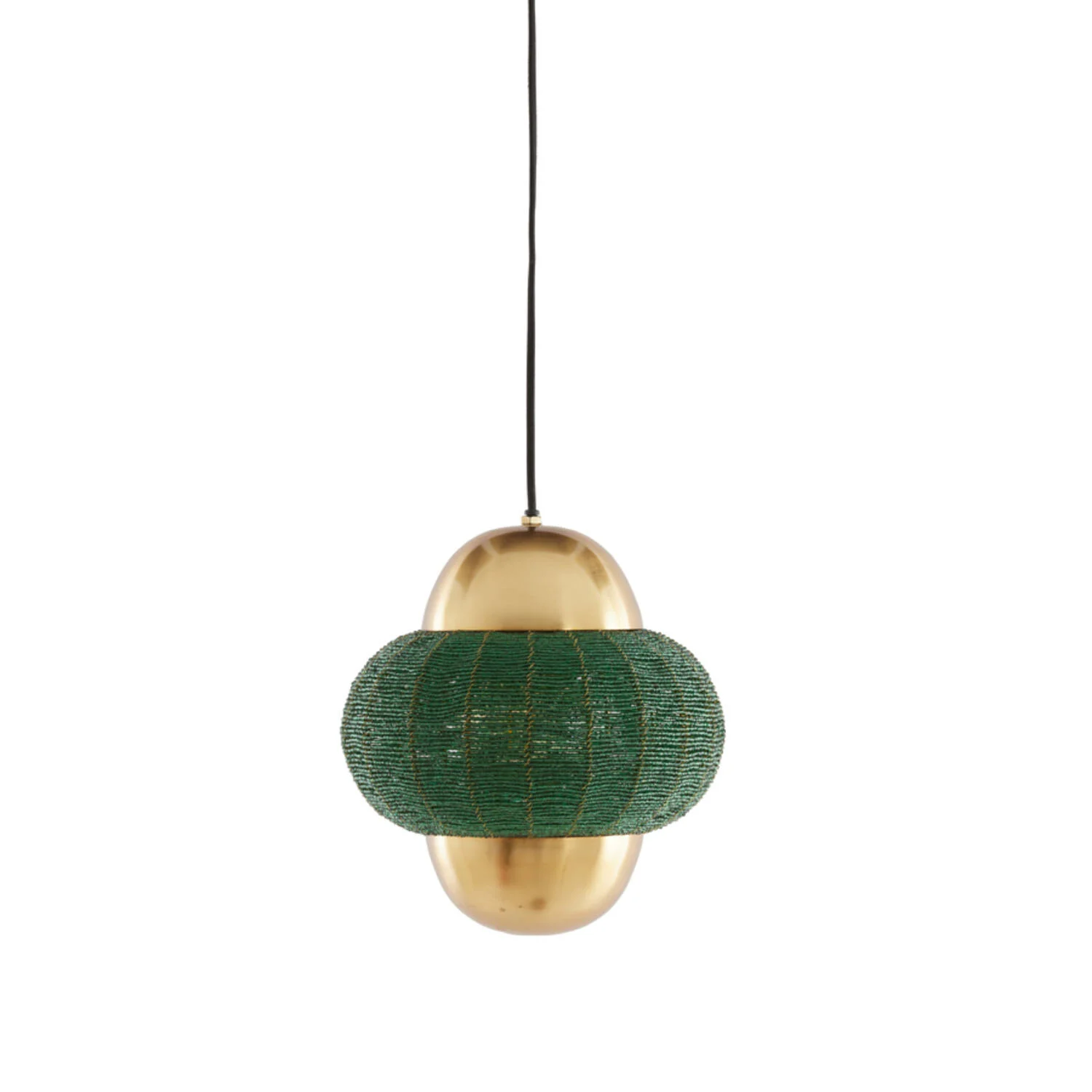 Lámpara verde de tela con acento dorado Light & Living Cetara