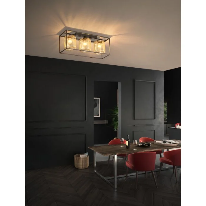 Fischer & Honsel Caydo Lámpara de Techo Negro, 3 luces