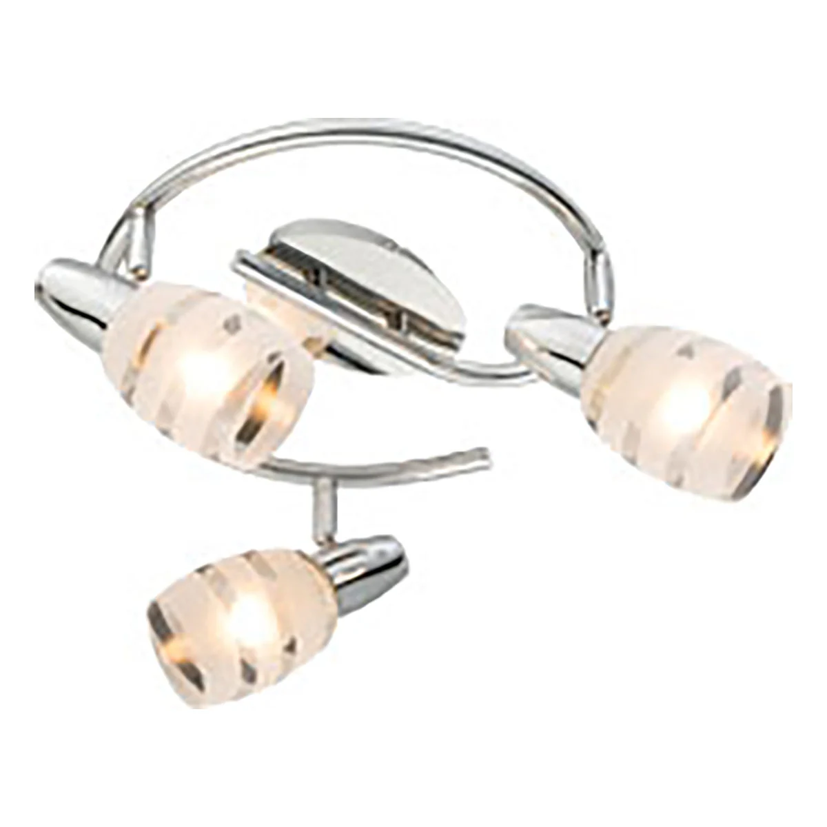Foco cromo de 3 luces vidrio opal diseño de rayas Globo Roy