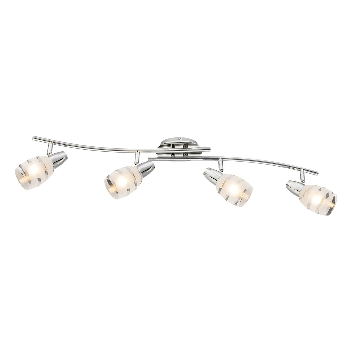 Foco de 4 luces cromo vidrio opal diseño de rayas Globo Roy