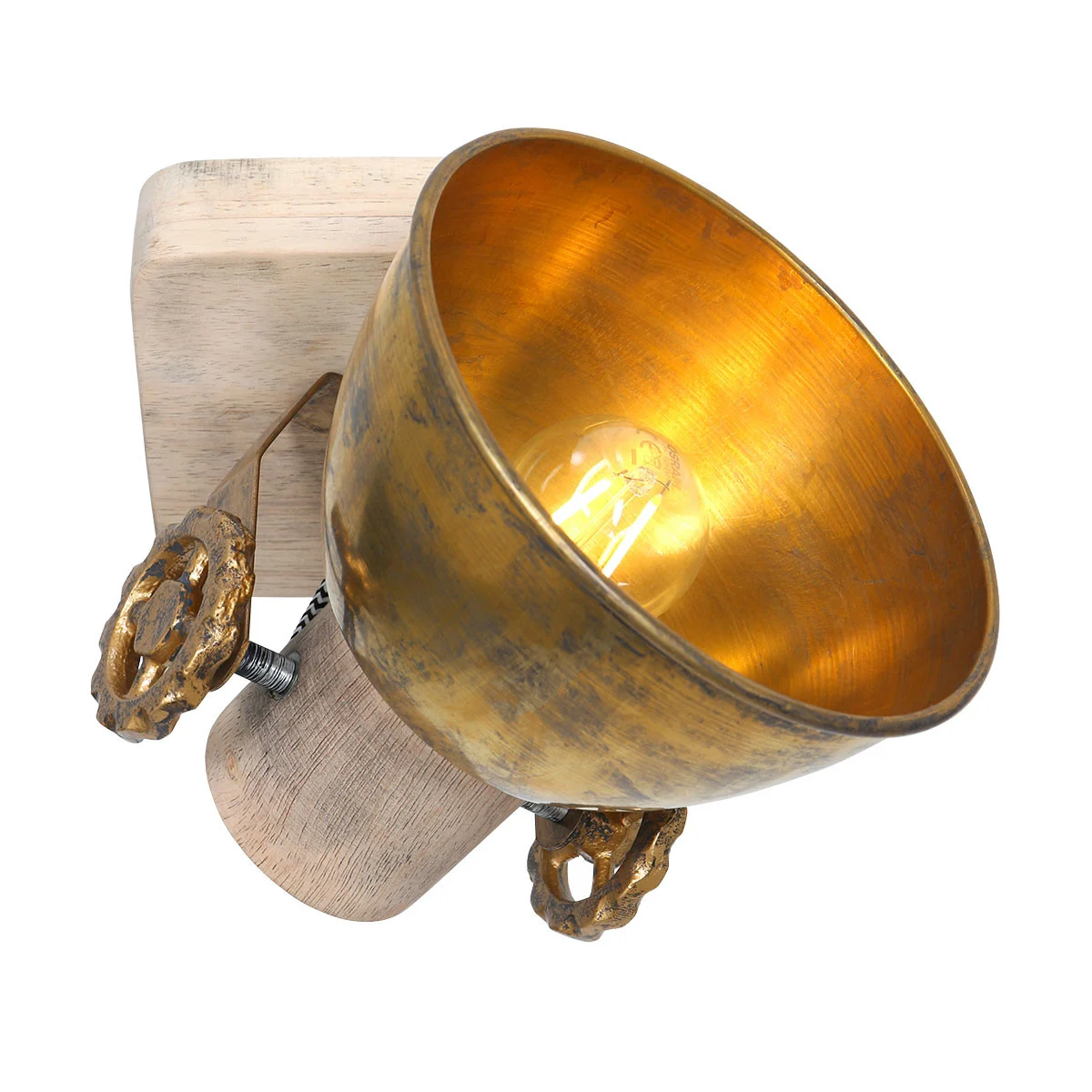 Foco en madera y bronce Mexlite Gearwood