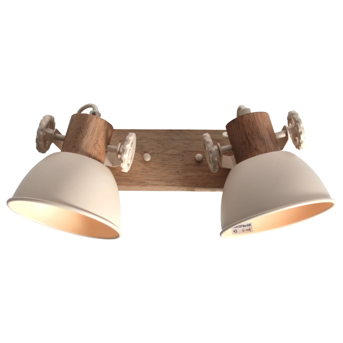 Aplique de 2 luces crema con madera Mexlite Gearwood