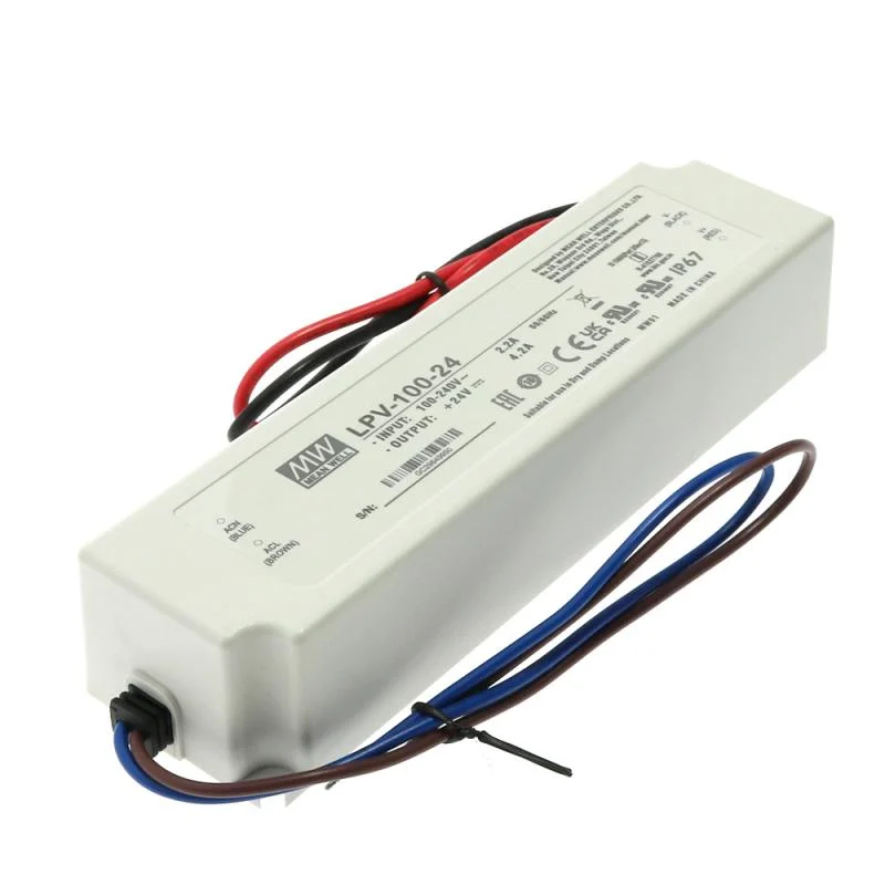 Fuente de Alimentación para Tiras LED Mean Well 100W 24VDC IP67 LPV-100-24