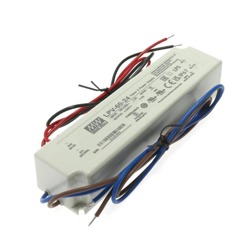 Fuente de Alimentación para tiras LED Mean Well 60W 24VDC IP67 LPV-60-24