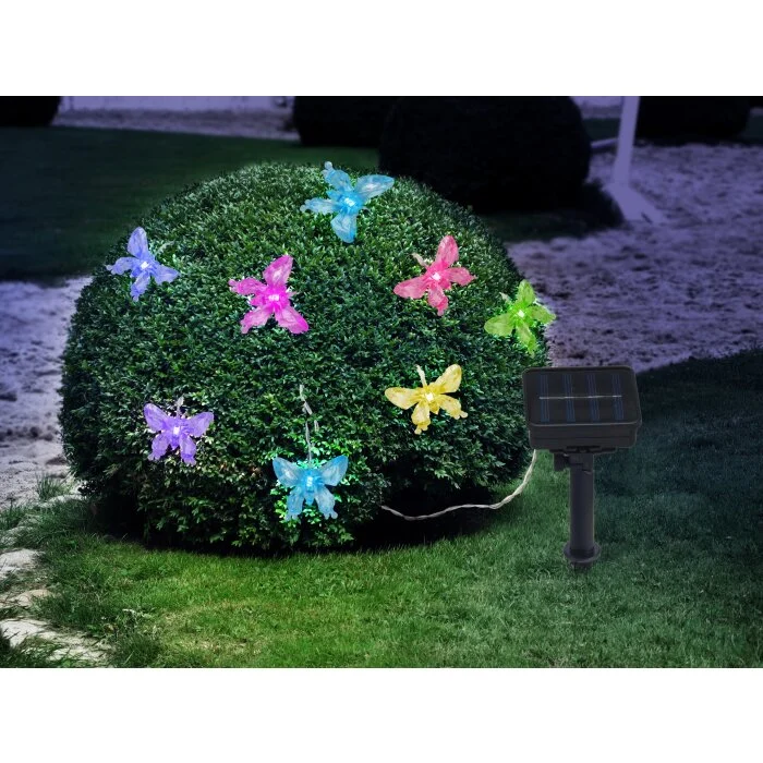 Globo Lámpara solar LED Negro, 10 luces, Cambia de color