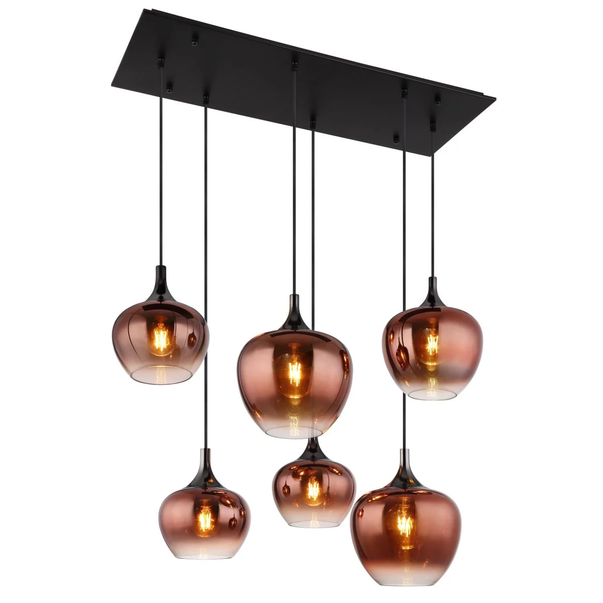 Lámpara colgante rectangular moderna con esferas de cristal Maxy