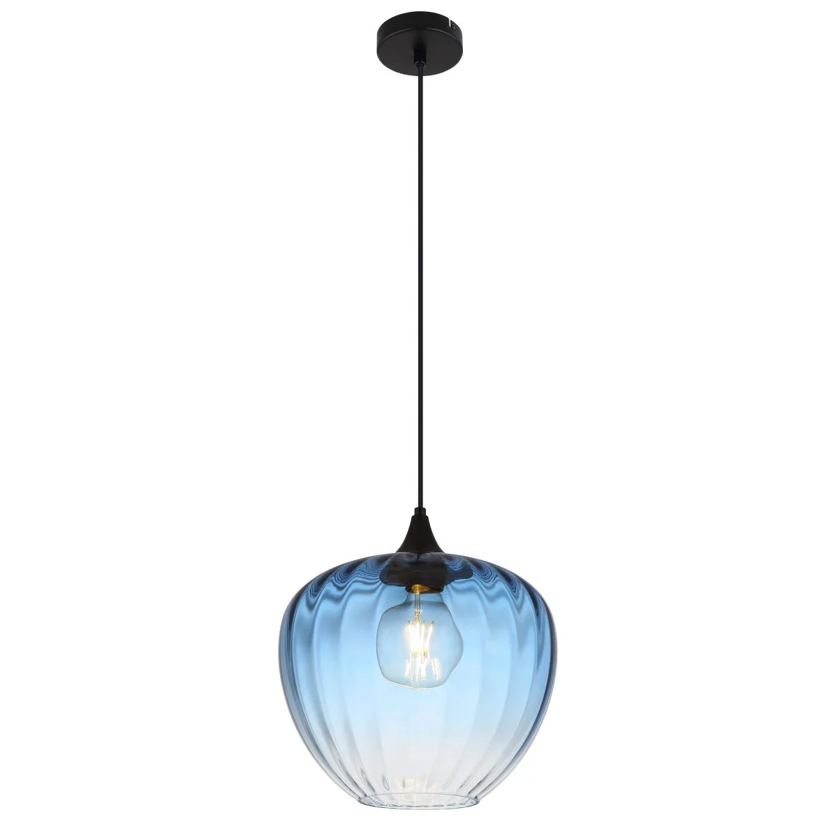 Lámpara colgante moderna de vidrio azul con elegancia Sander
