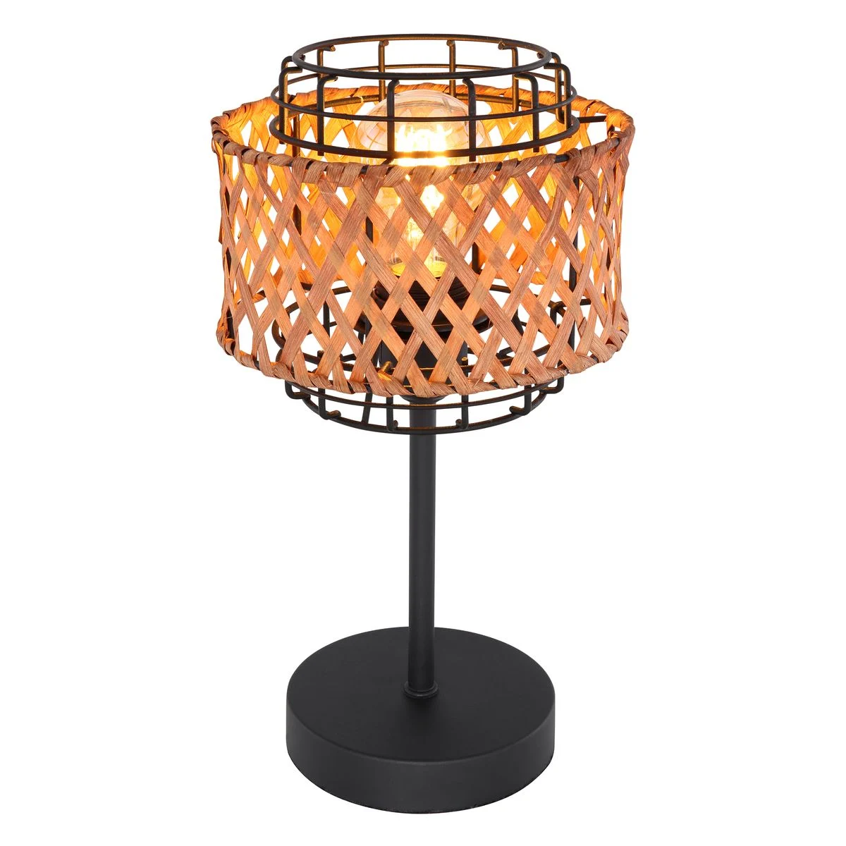 Lámpara de mesa negra elegante con detalles de bambú Gina