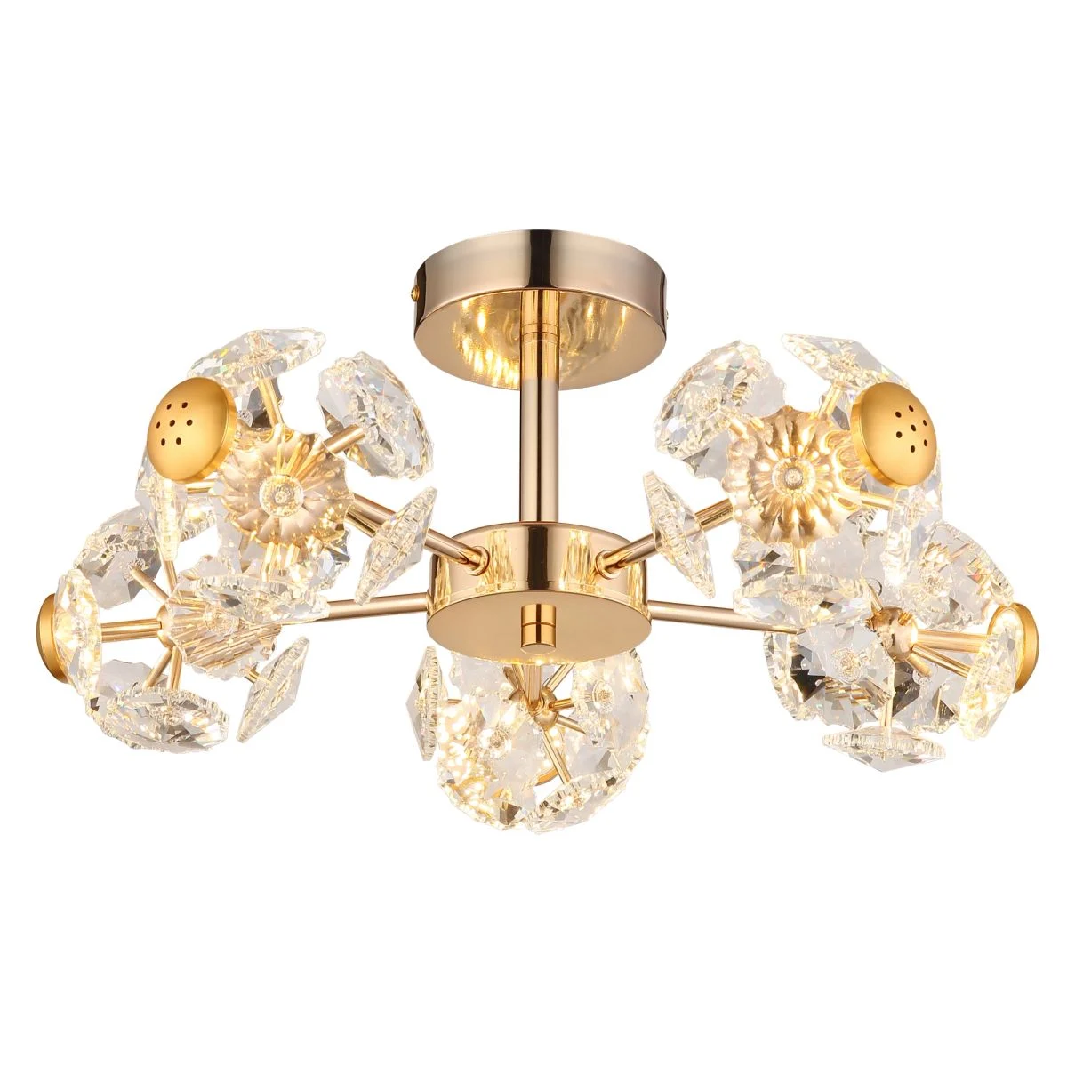 Lámpara de techo elegante con acabado dorado Floriella