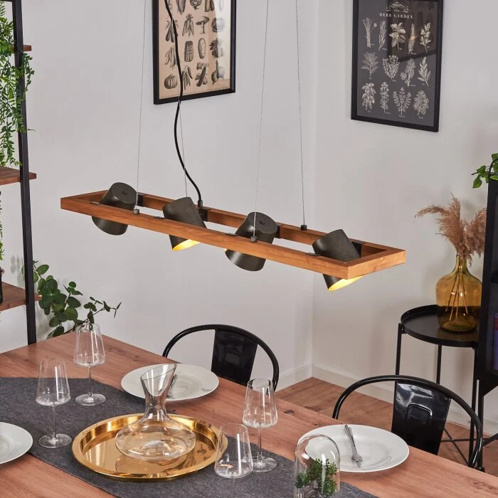 Gressot Lámpara Colgante Antiguo, Crudo, Níquel-mate, 4 luces
