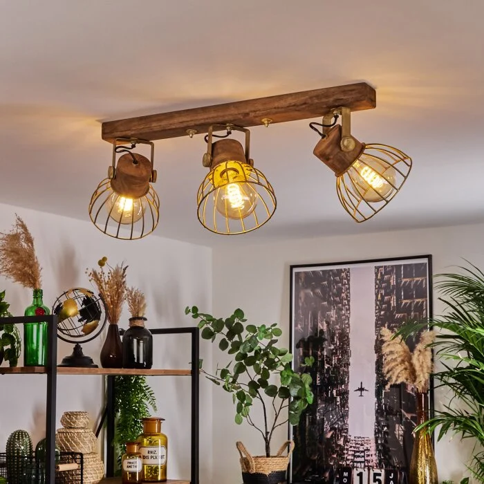 Grunnfjord Lámpara de Techo dorado, Crudo, 3 luces