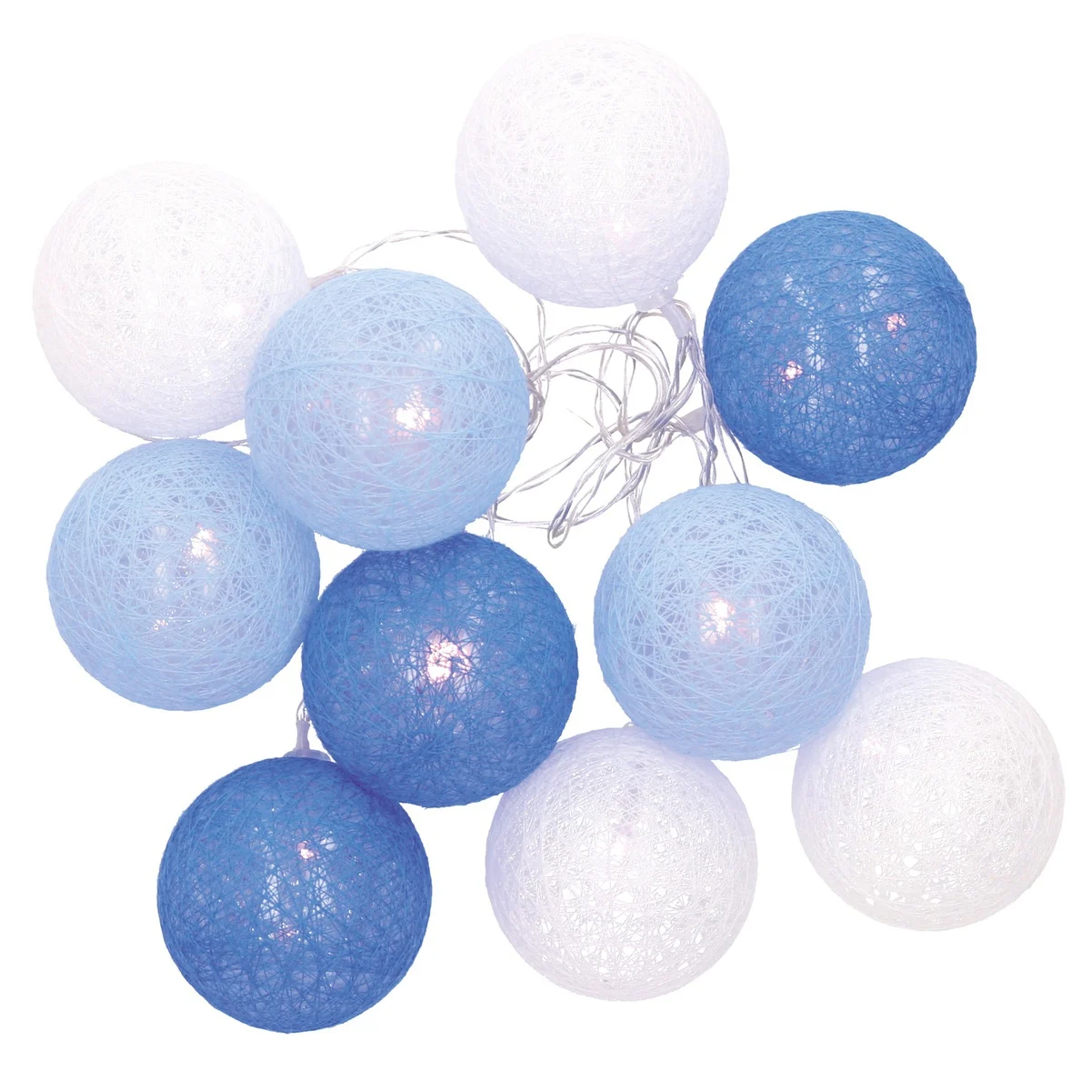 Guirnalda LED de Bolas Azules de Algodón Luz Cálida 0.15W 10LEDs IP20 2XAA con Temporizador (1.35 Metros)