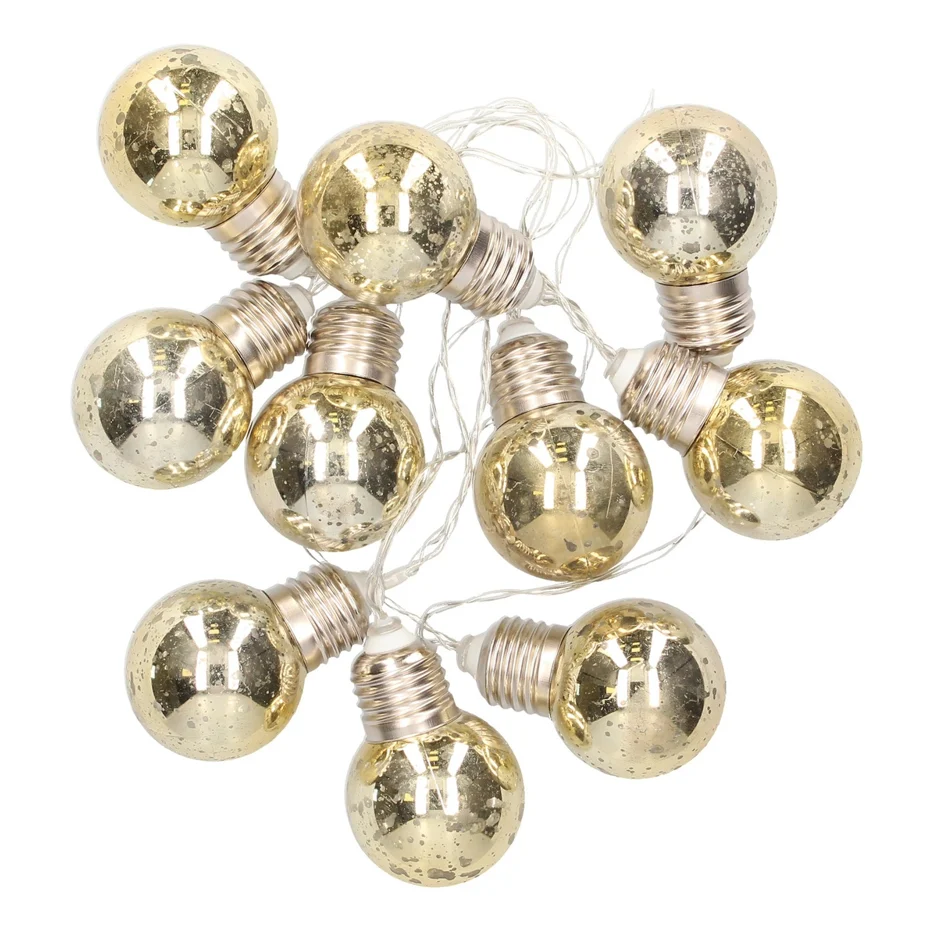 Guirnalda LED de Bombillas Doradas Cable Transparente 0.15W 10LEDs IP20 2xAA (1.35 Metros)