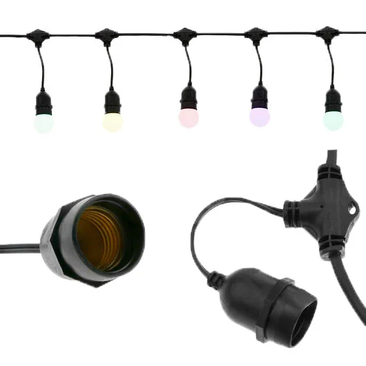 Guirnalda Exterior 10 Casquillos E27 IP65 Cable Eléctrico (5 Metros)