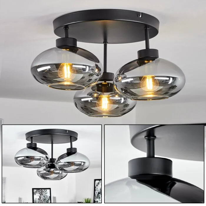 Haikala Lámpara de Techo Ahumado, 3 luces