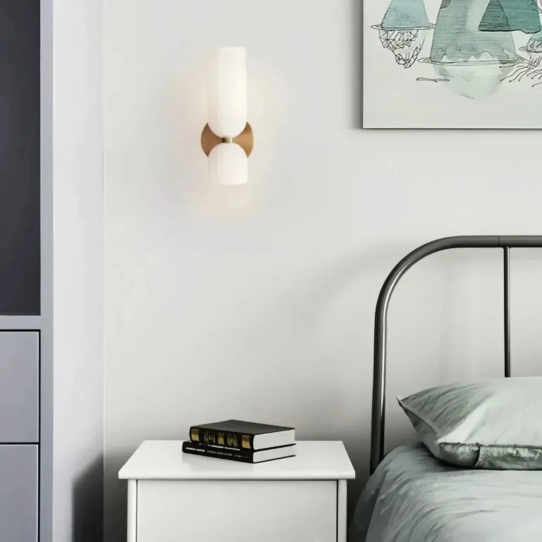Aplique de pared bidireccional nórdico de vidrio LED regulable luz suave para mesita de noche