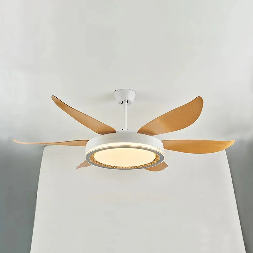 Ventilador de techo con luz LED regulable diseño madera para salón