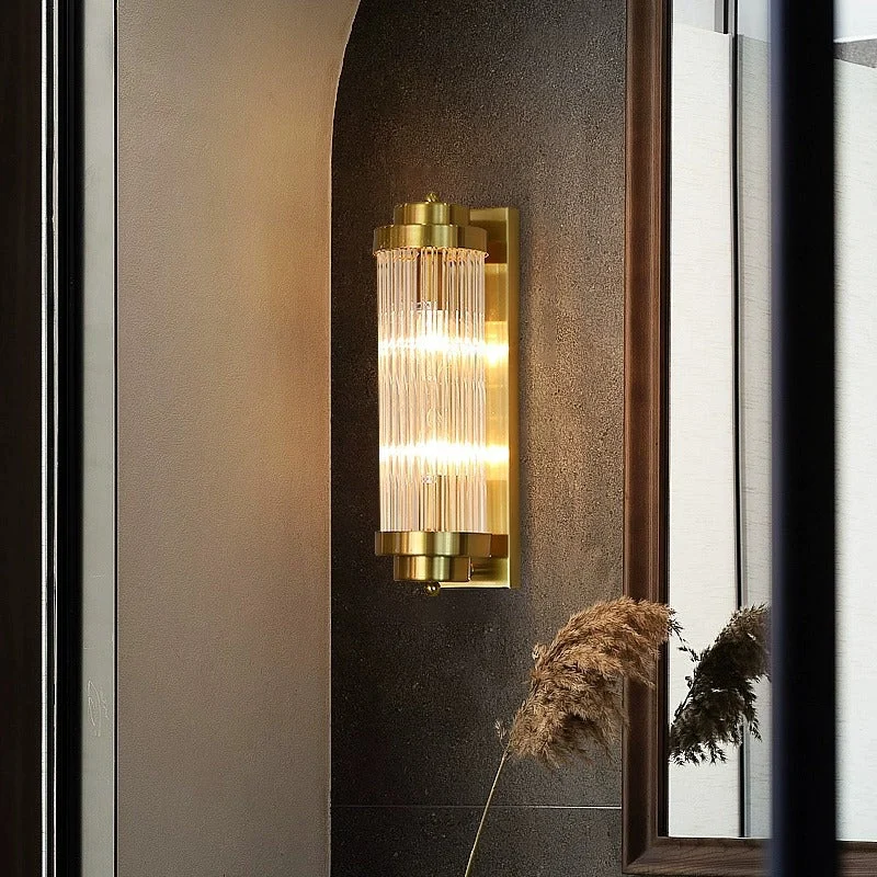 Brillanza - Elegante Lámpara de Pared Dorado Vidrio 40W
