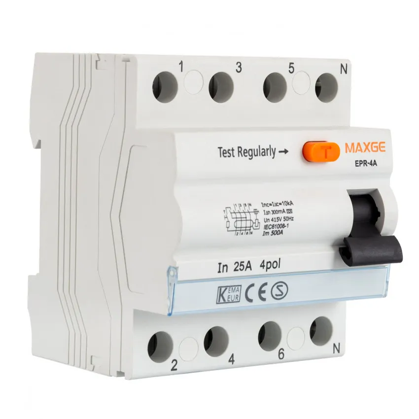 Interruptor Diferencial 4P 25A 300mA Industrial 10KA Clase A