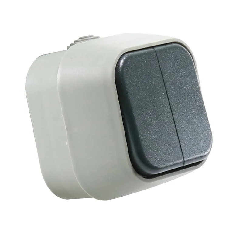 Interruptor Doble de Superficie IP54 Gris