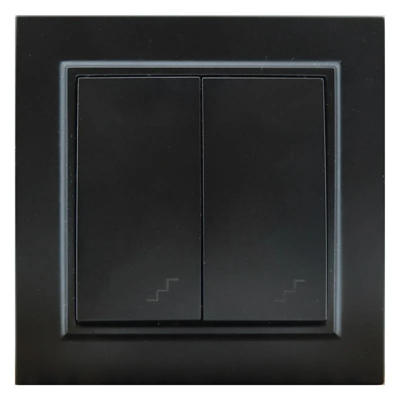 Interruptor Empotrable Doble Conmutado Negro Marco Incluido IP20 Serie wLine