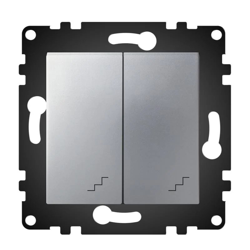 Interruptor Empotrable Doble Conmutado Gris IP20 Serie wLux