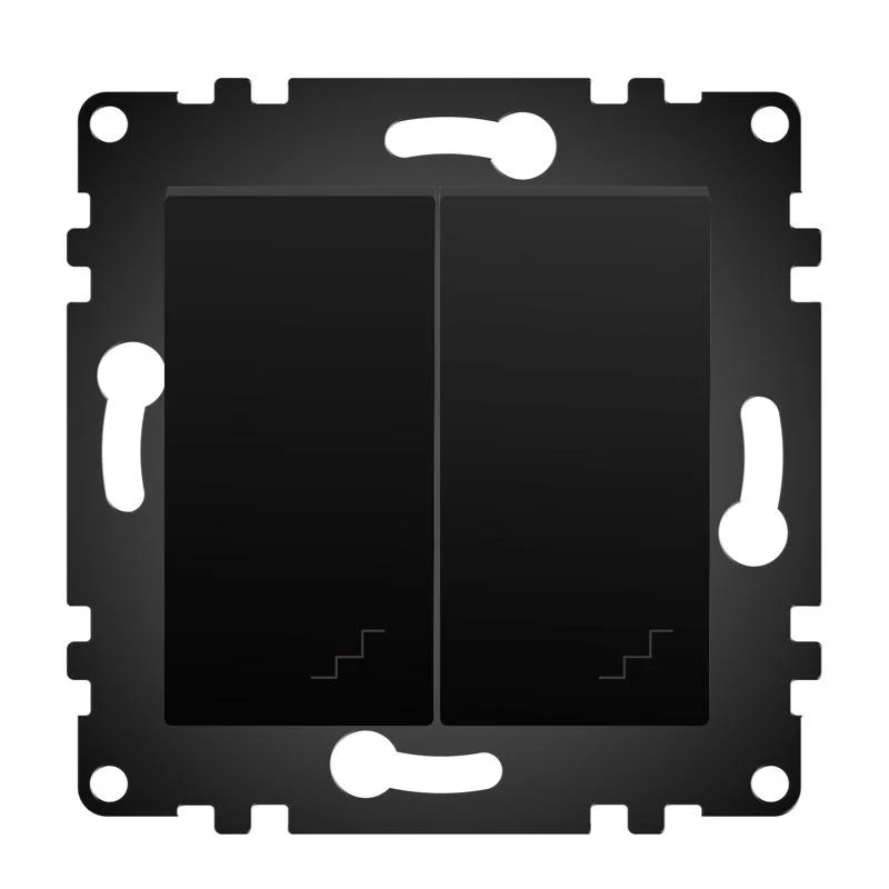 Interruptor Empotrable Doble Conmutado Negro IP20 Serie wLux