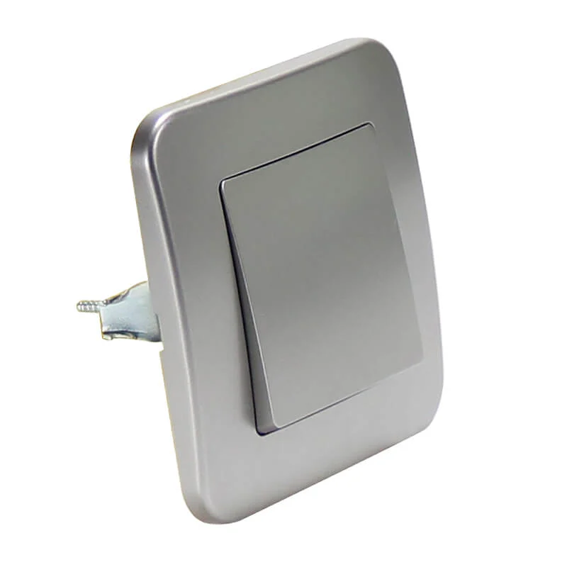 Interruptor Empotrable Simple de Cruzamiento Gris Basic Marco Incluido