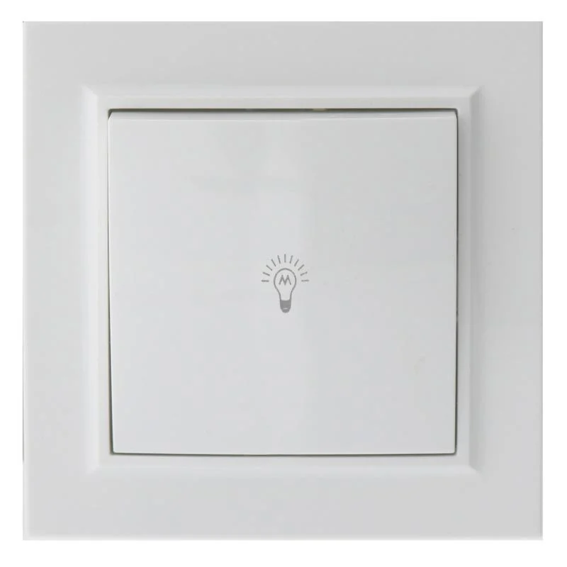Interruptor Empotrable Simple Pulsador Blanco Alumbrado Marco Incluido IP20 Serie wLine