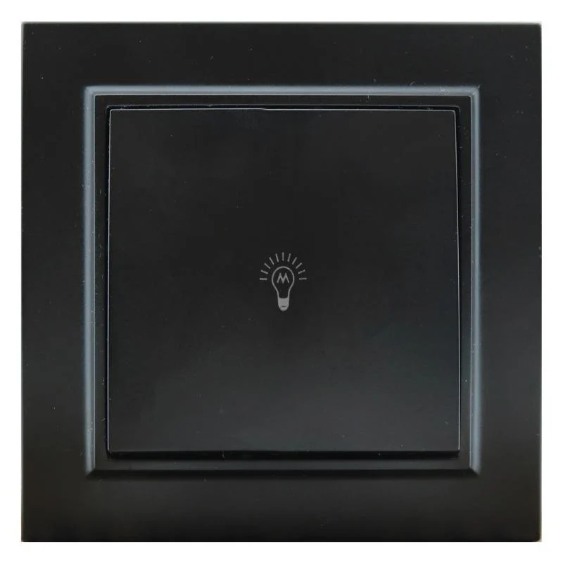 Interruptor Empotrable Simple Pulsador Negro Alumbrado Marco Incluido IP20 Serie wLine