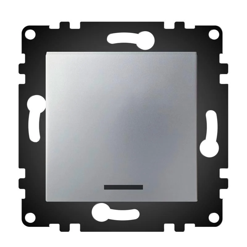 Interruptor Empotrable Simple Pulsador Gris con Indicador Luminoso IP20 Serie wLux