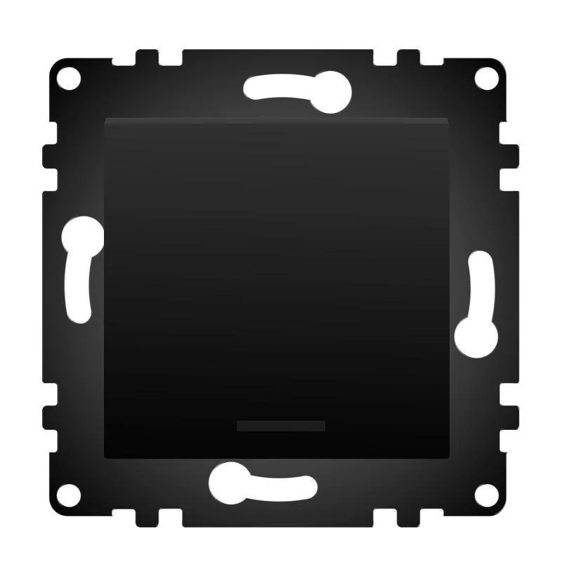 Interruptor Empotrable Simple Pulsador Negro con Indicador Luminoso IP20 Serie wLux