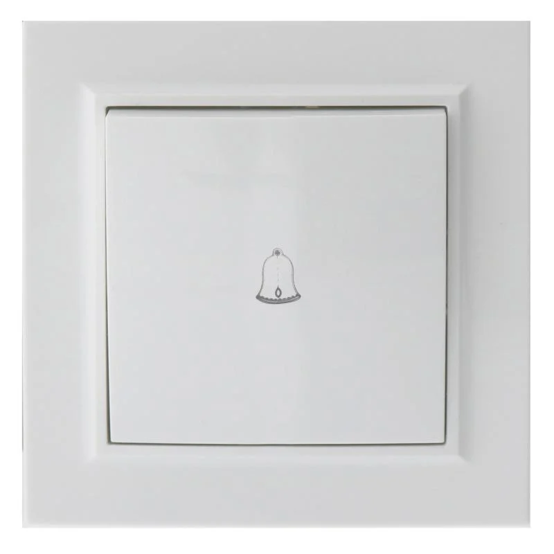 Interruptor Empotrable Simple Pulsador Blanco Timbre Marco Incluido IP20 Serie wLine
