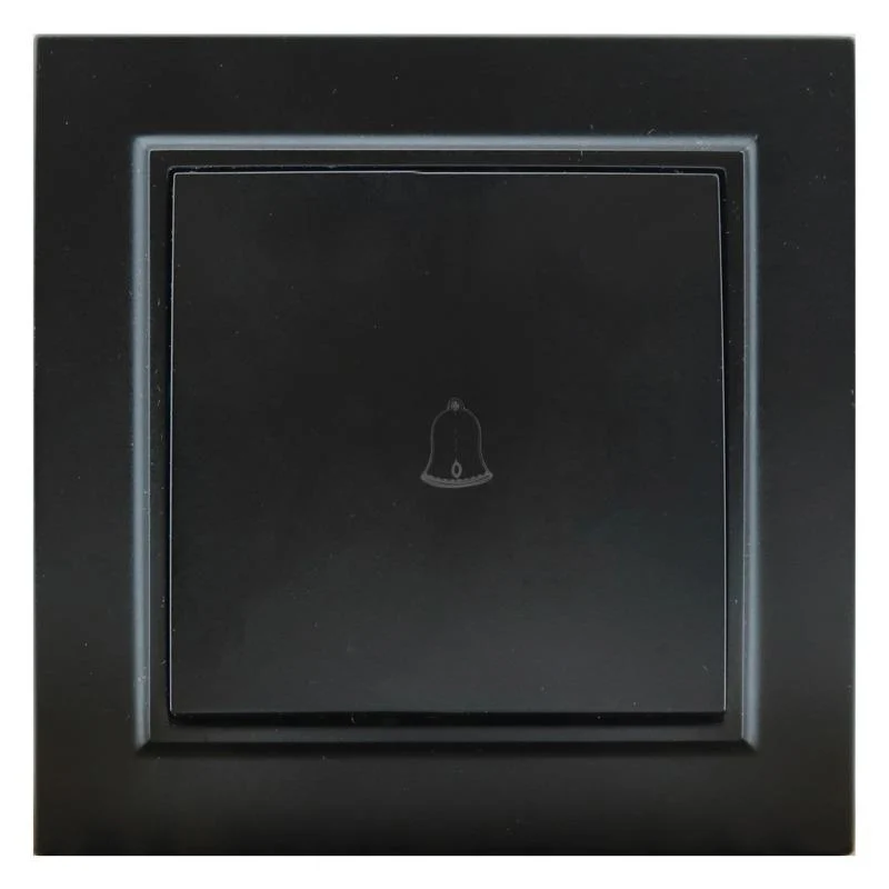 Interruptor Empotrable Simple Pulsador Negro Timbre Marco Incluido IP20 Serie wLine