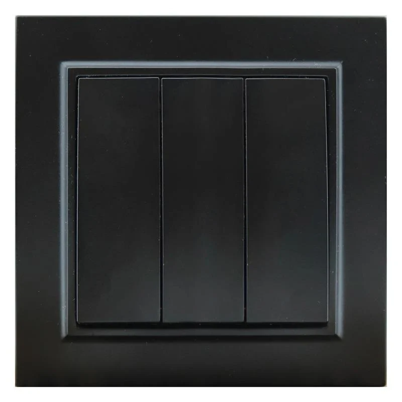 Interruptor Empotrable Triple Negro Marco Incluido IP20 Serie wLine